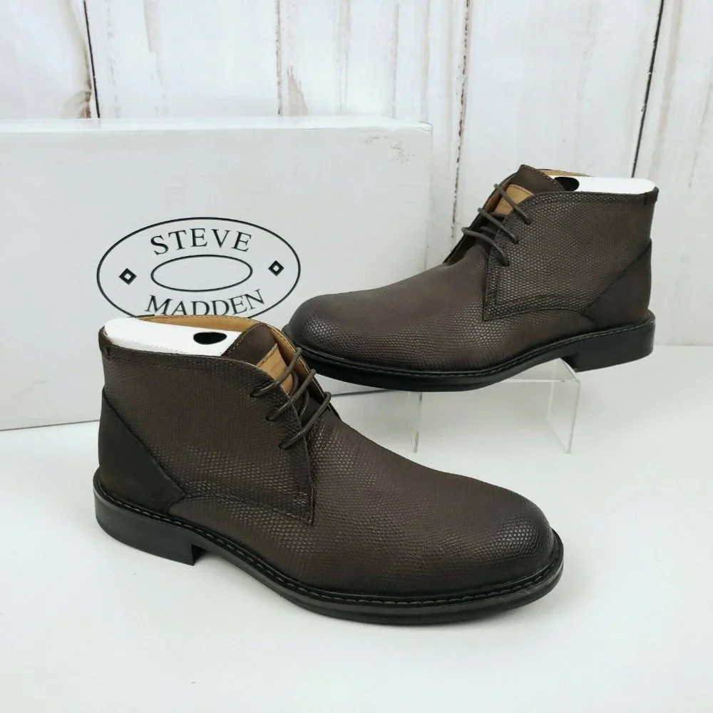 Steve Madden Men's Fresco Leather Chukka Boot, Brown, 7 M US, New in box EU40